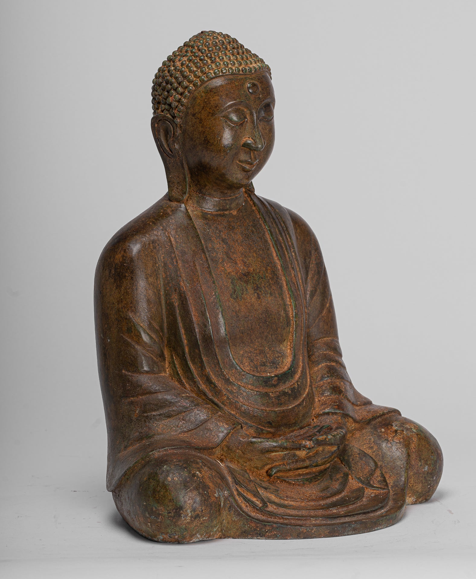 Japanese Buddha - Antique Japanese Style Bronze Seated Meditation Amitabha Buddha Statue - 36cm/14"