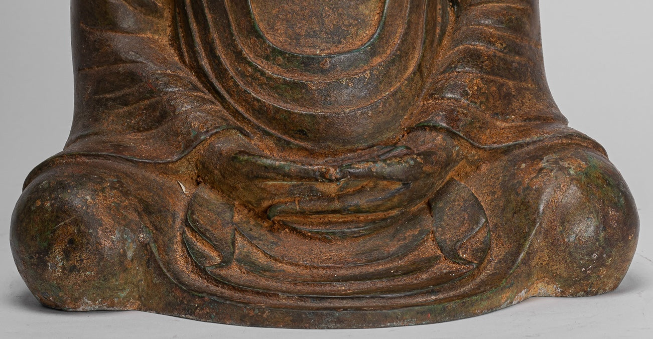 Japanese Buddha - Antique Japanese Style Bronze Seated Meditation Amitabha Buddha Statue - 36cm/14"