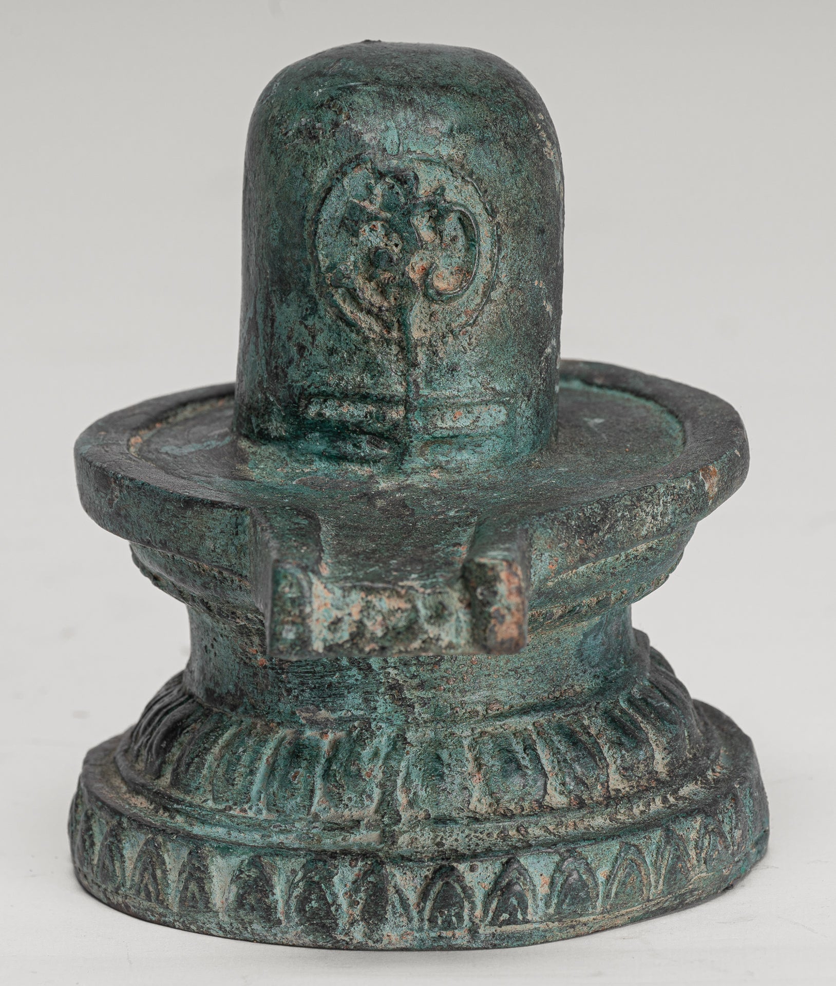 Linga - Antique Indian Style South Asia Bronze Shiva Linga / Lingnum & Yoni - 15cm/6"