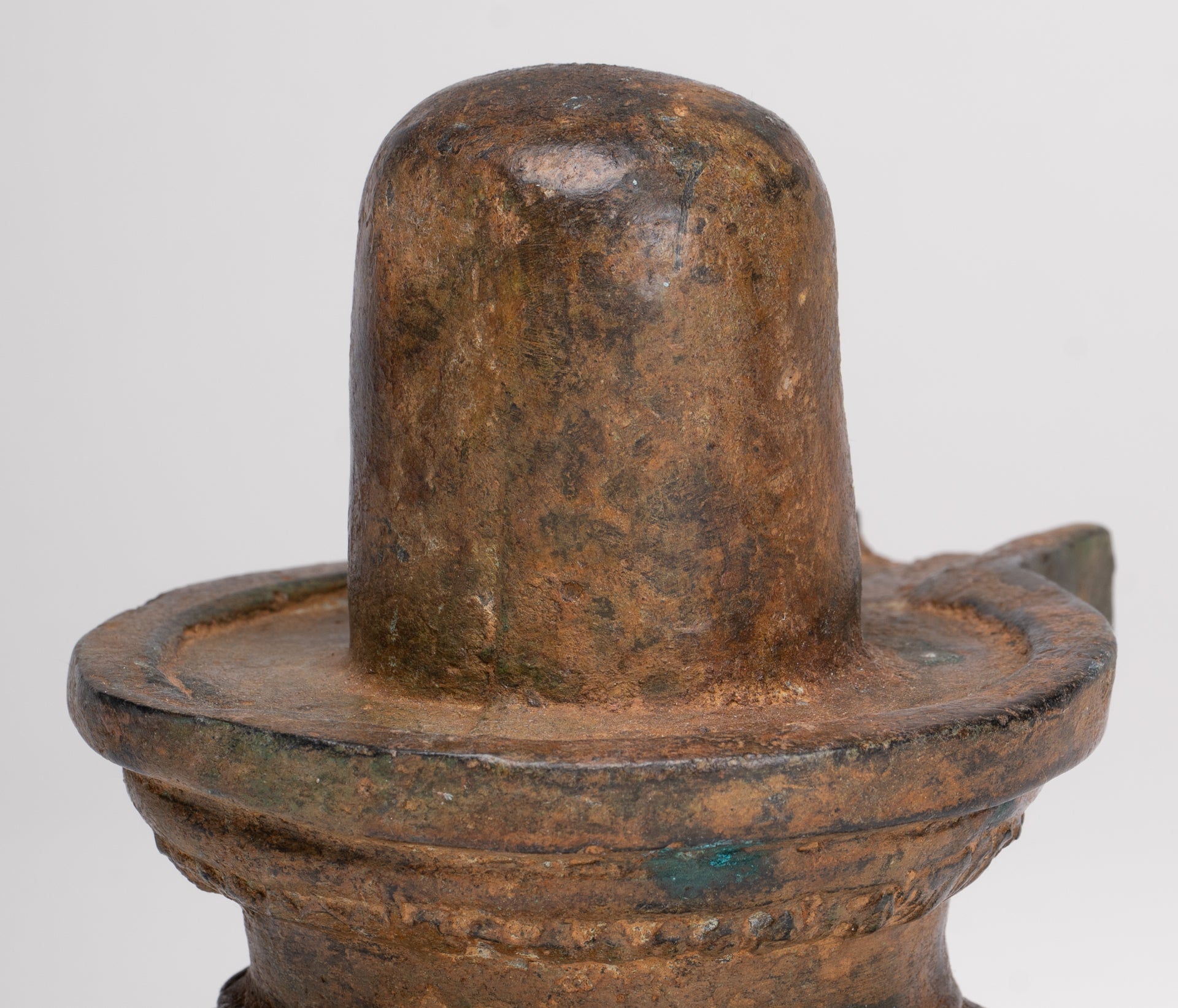 Linga - Antique Indian Style South Asia Bronze Shiva Linga / Lingnum & Yoni - 13cm/5"