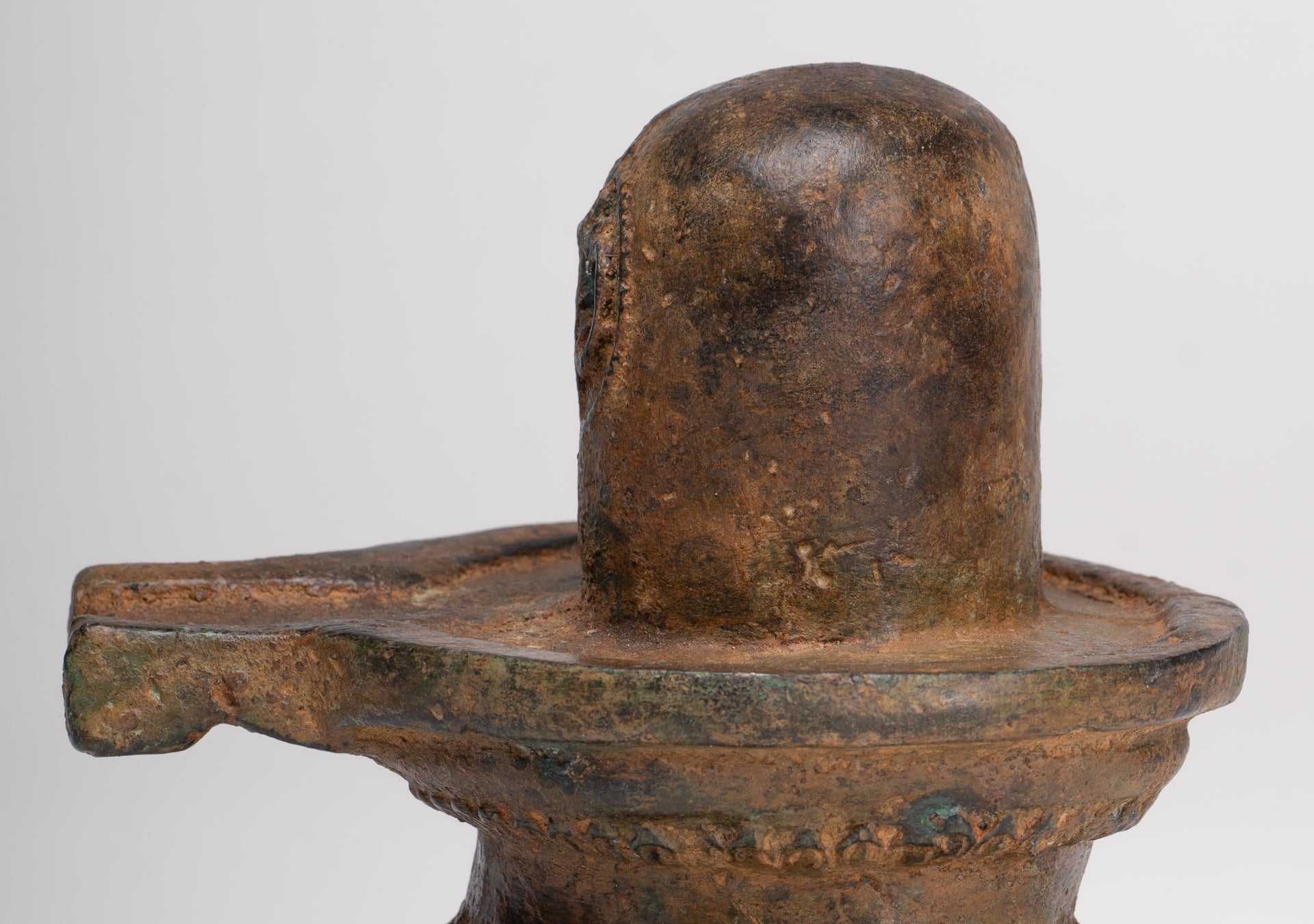 Linga - Antique Indian Style South Asia Bronze Shiva Linga / Lingnum & Yoni - 13cm/5"