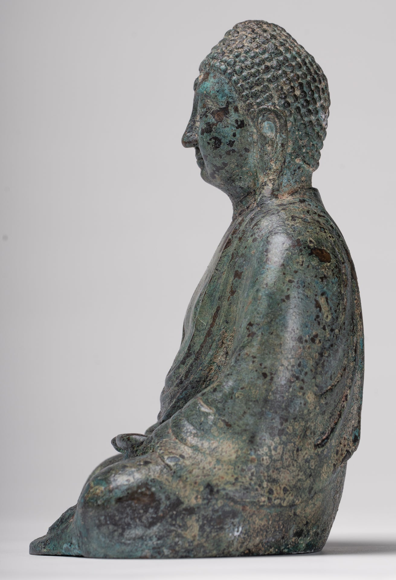 Japanese Buddha - Antique Japanese Style Bronze Seated Meditation Amitabha Buddha Statue - 18cm/7"