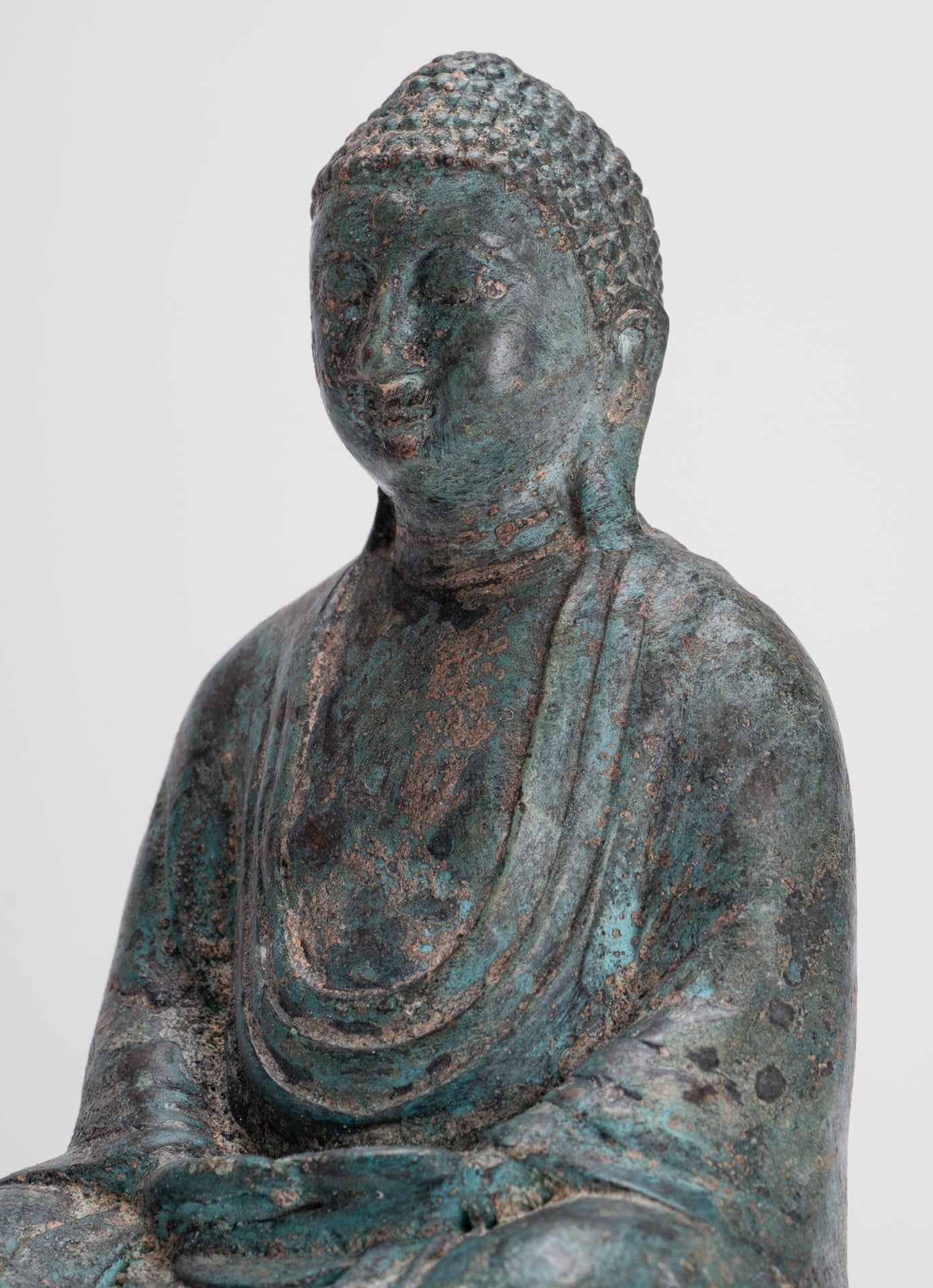Japanese Buddha - Antique Japanese Style Bronze Seated Meditation Amitabha Buddha Statue - 18cm/7"
