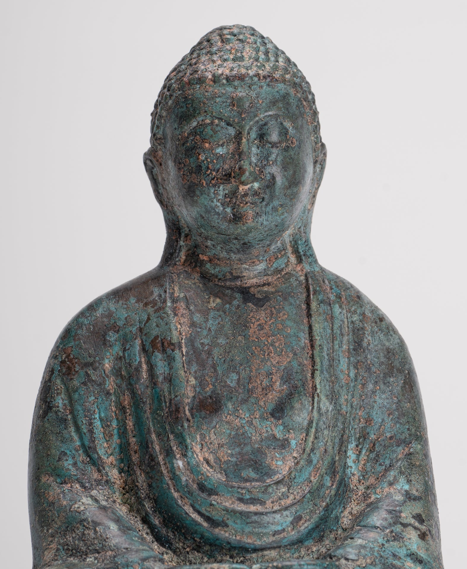 Japanese Buddha - Antique Japanese Style Bronze Seated Meditation Amitabha Buddha Statue - 18cm/7"