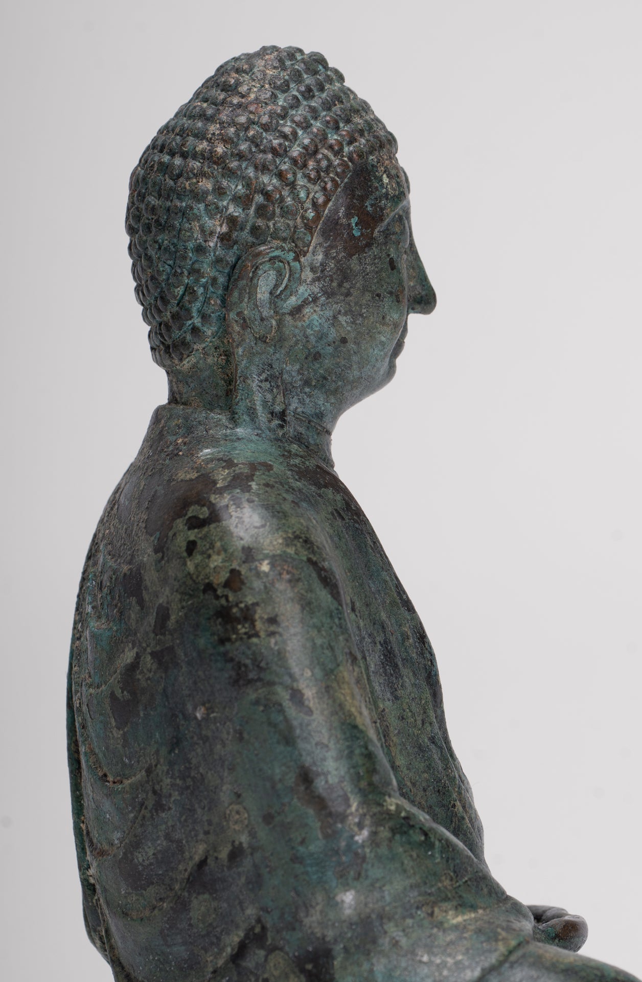 Japanese Buddha - Antique Japanese Style Bronze Seated Meditation Amitabha Buddha Statue - 18cm/7"