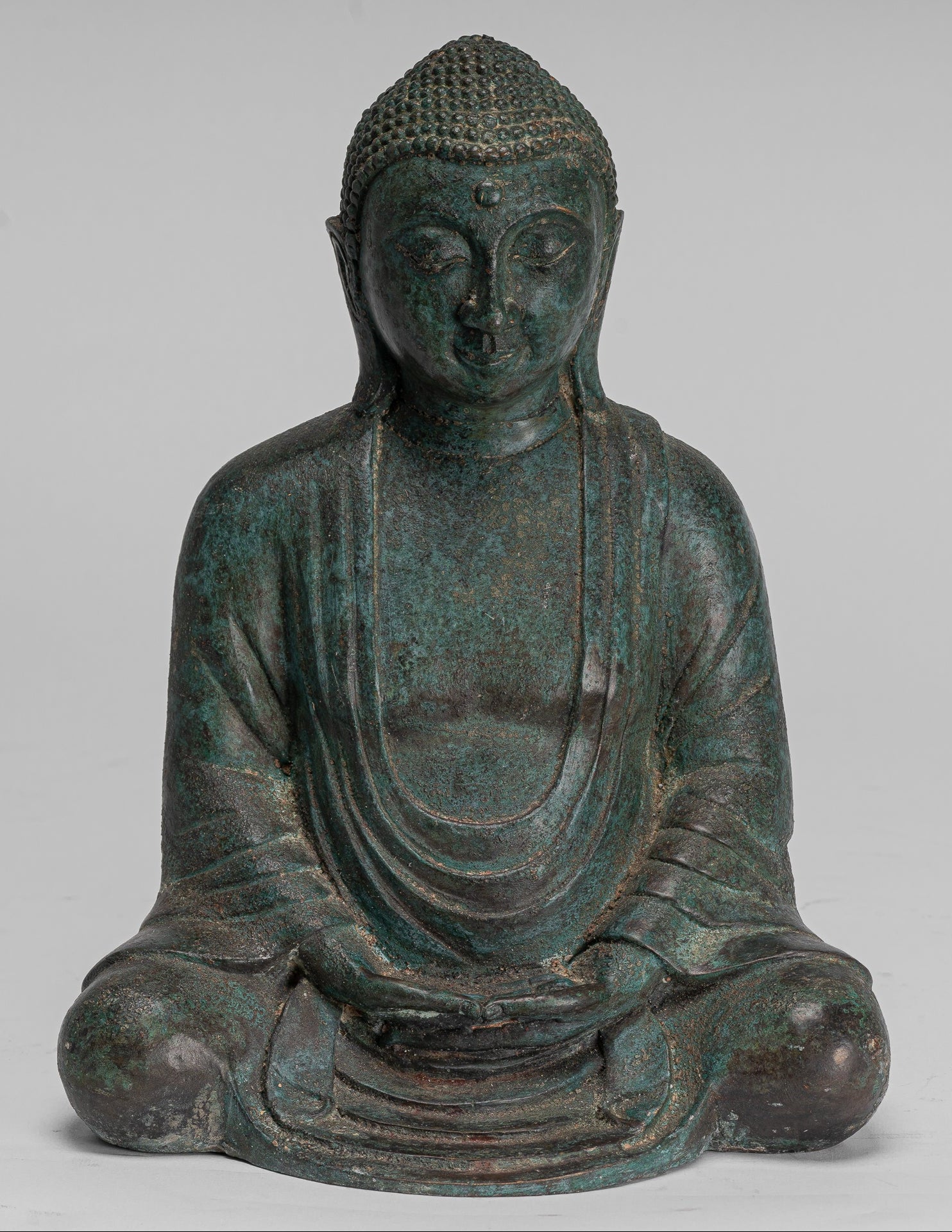 Japanese Buddha - Antique Japanese Style Bronze Seated Meditation Amitabha Buddha Statue - 30cm/12"