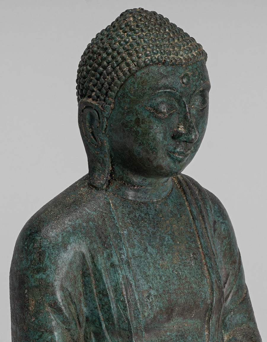 Japanese Buddha - Antique Japanese Style Bronze Seated Meditation Amitabha Buddha Statue - 30cm/12"