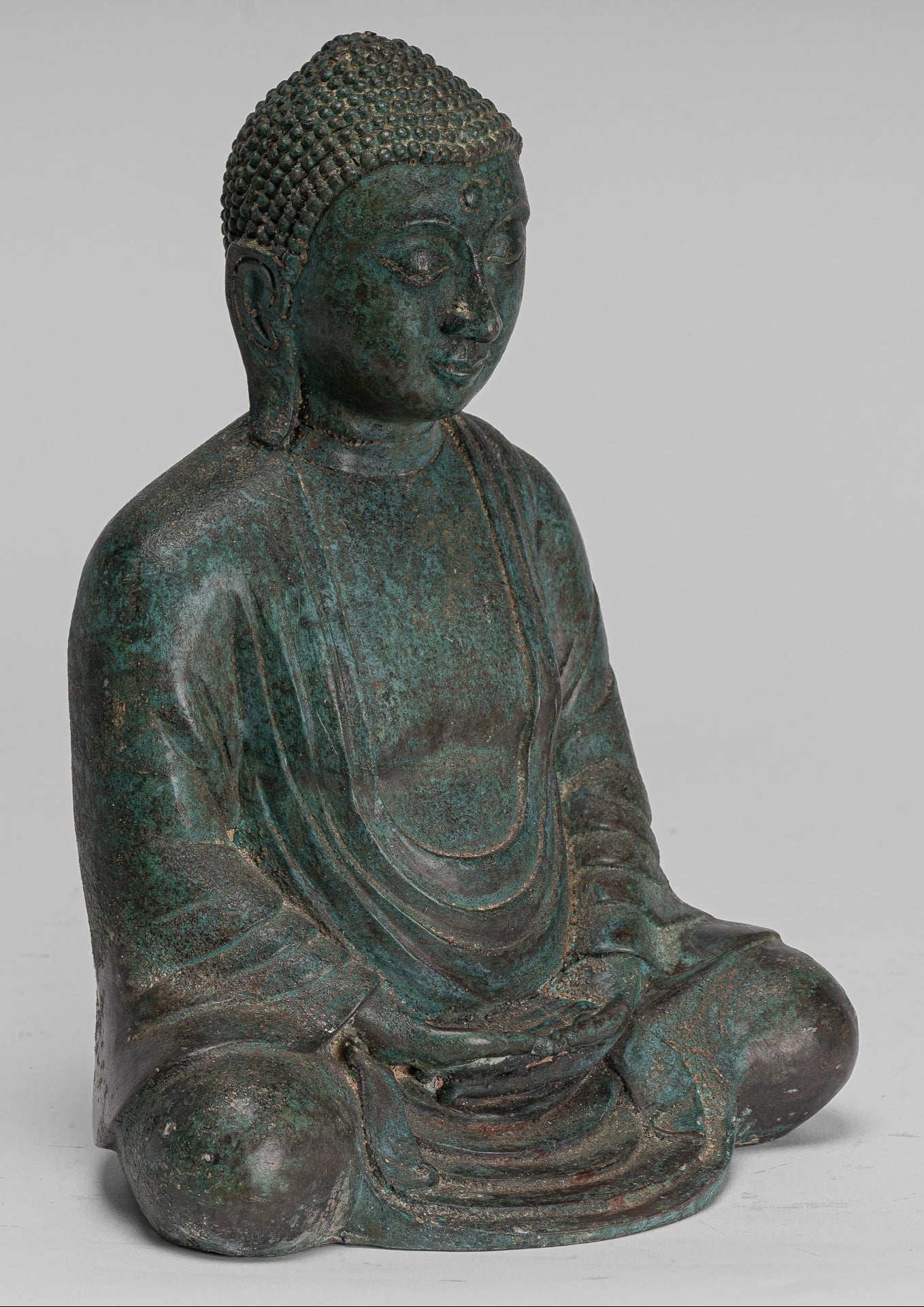Japanese Buddha - Antique Japanese Style Bronze Seated Meditation Amitabha Buddha Statue - 30cm/12"