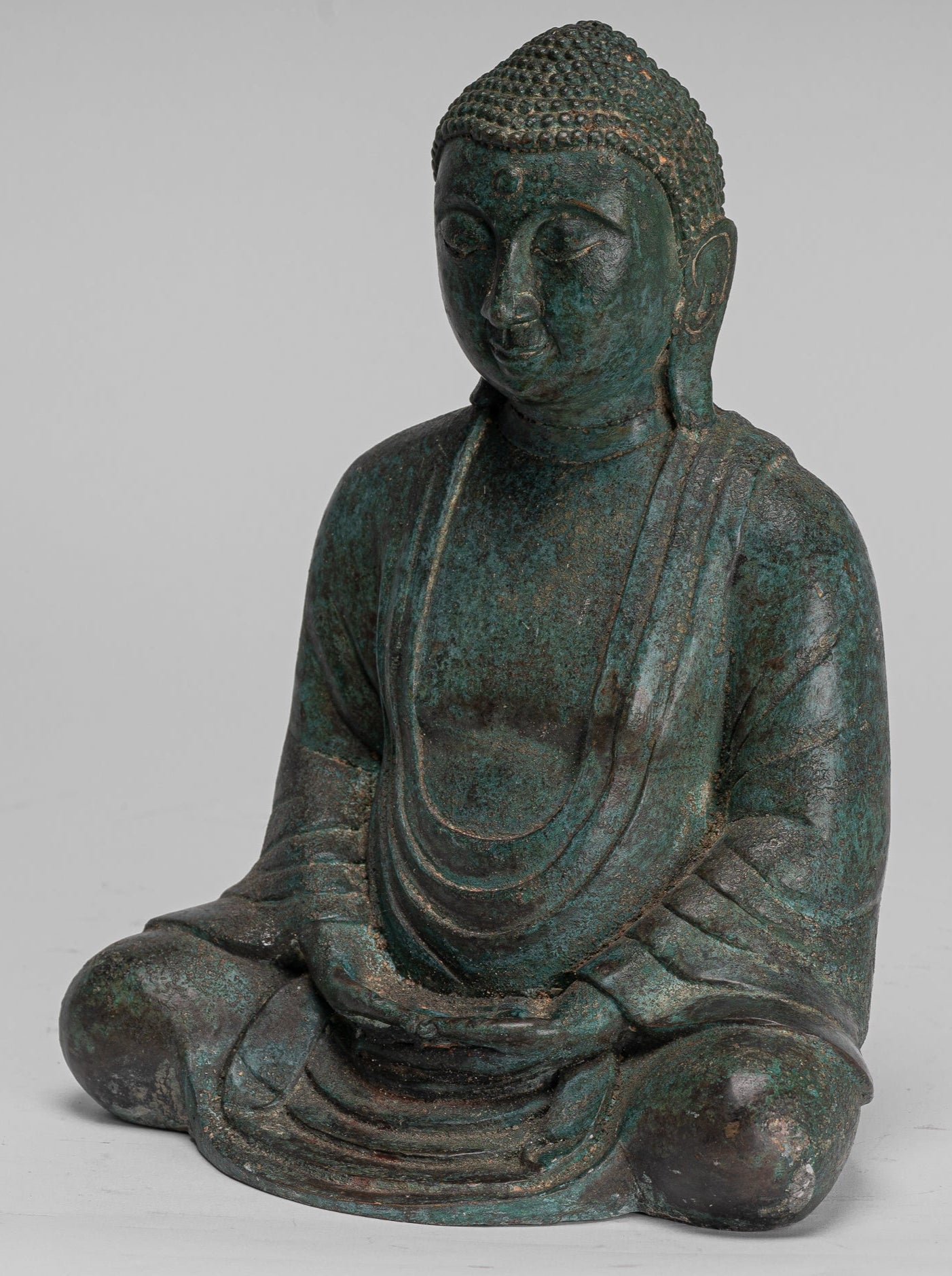 Japanese Buddha - Antique Japanese Style Bronze Seated Meditation Amitabha Buddha Statue - 30cm/12"