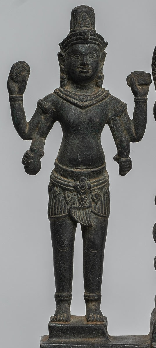 Statue di Buddha - Antique Buddha in stile bayon khmer. Vishnu e Lakshmi- 36 cm/14 "