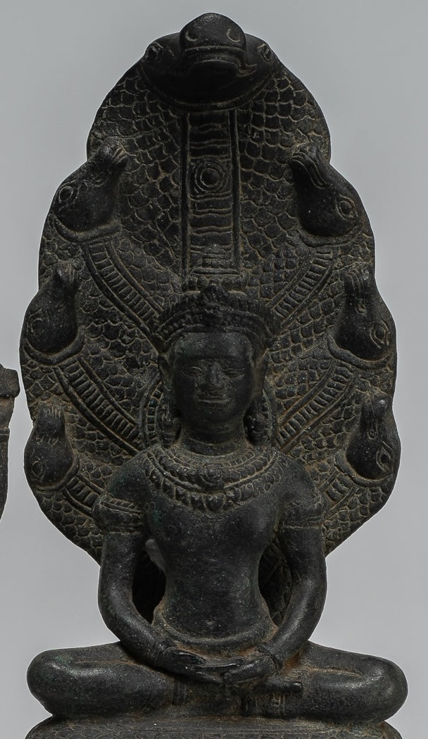 Statue di Buddha - Antique Buddha in stile bayon khmer. Vishnu e Lakshmi- 36 cm/14 "