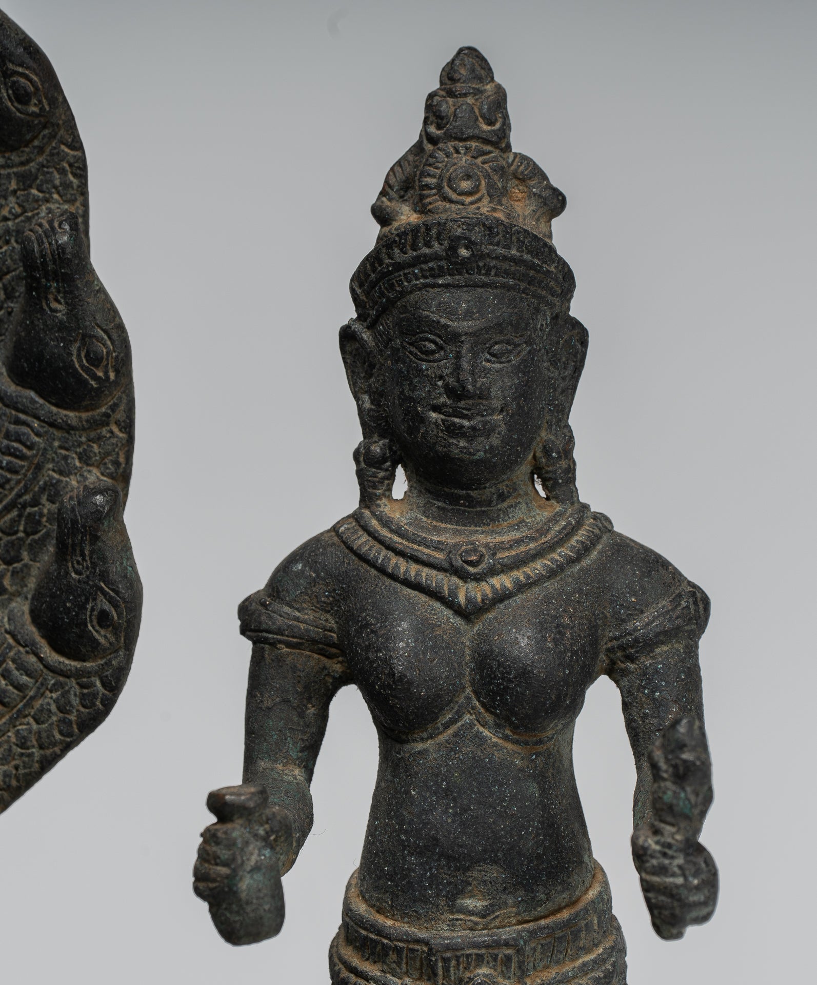 Statue di Buddha - Antique Buddha in stile bayon khmer. Vishnu e Lakshmi- 36 cm/14 "