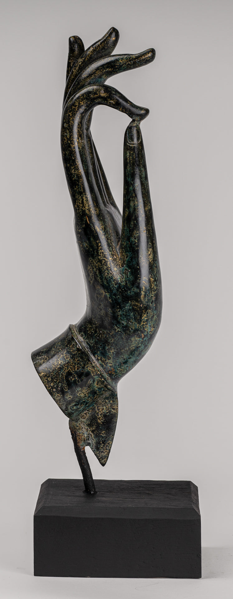 Mounted Antique Khmer Style Southeast Asia Bronze Teaching Hand - 38cm/15"