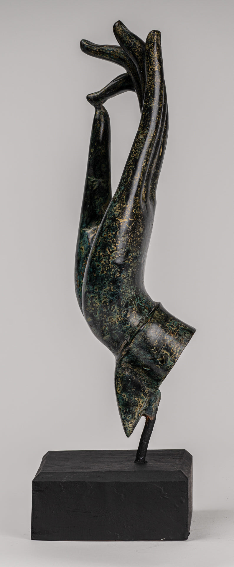 Mounted Antique Khmer Style Southeast Asia Bronze Teaching Hand - 38cm/15"