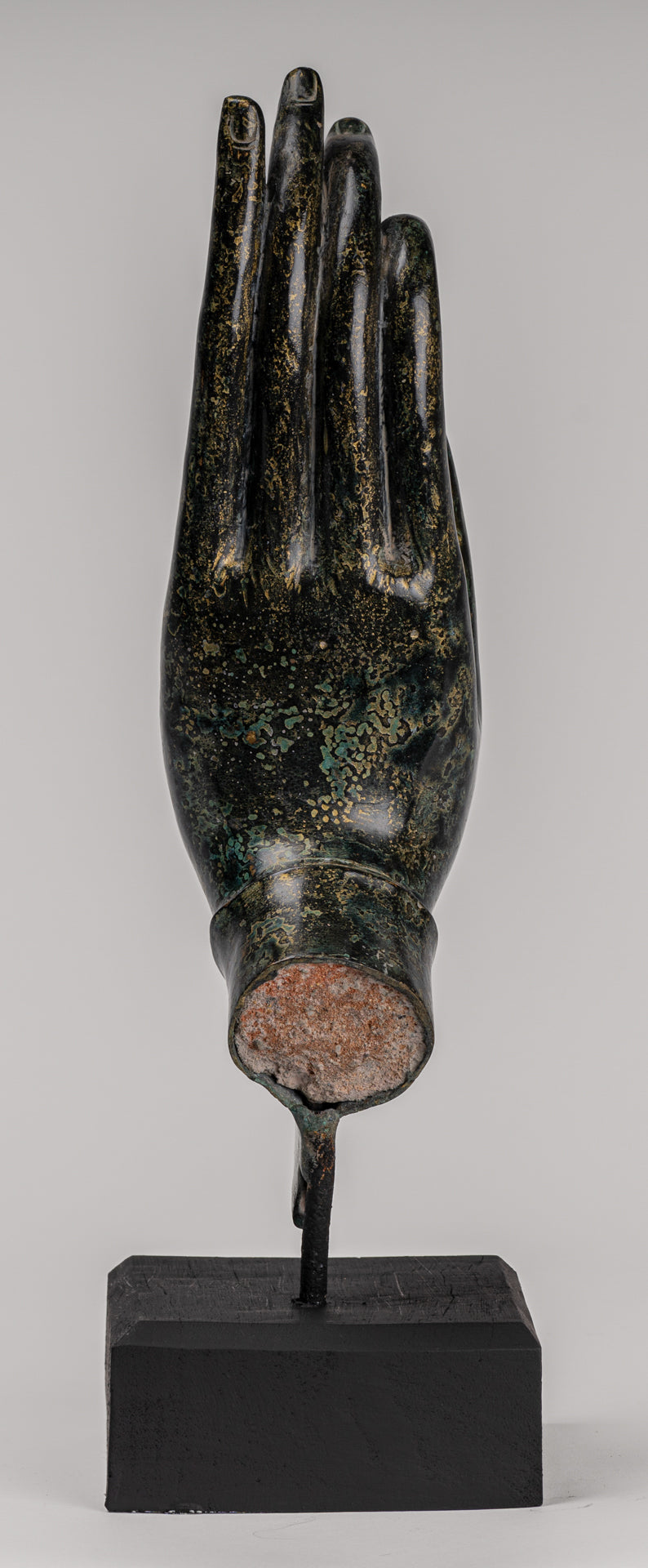 Mounted Antique Khmer Style Southeast Asia Bronze Teaching Hand - 38cm/15"
