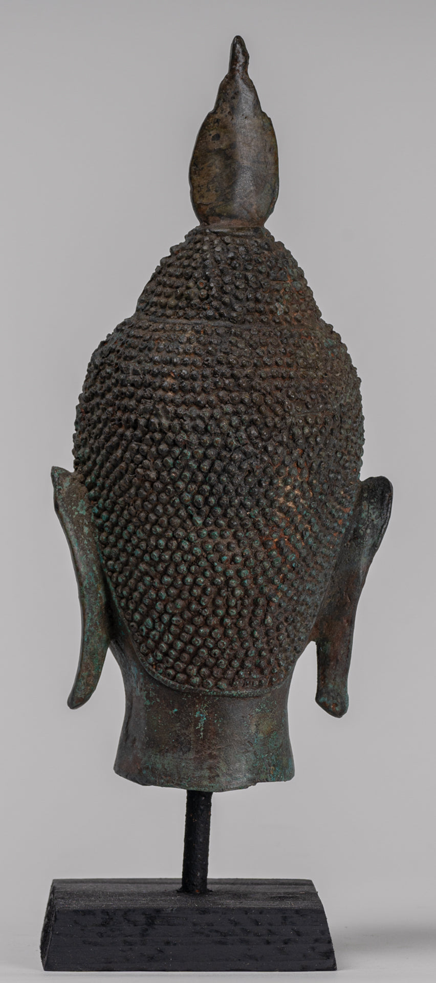 Buddha Head - Antique Thai Style Sukhothai Mounted Bronze Buddha Head - 30cm/12"