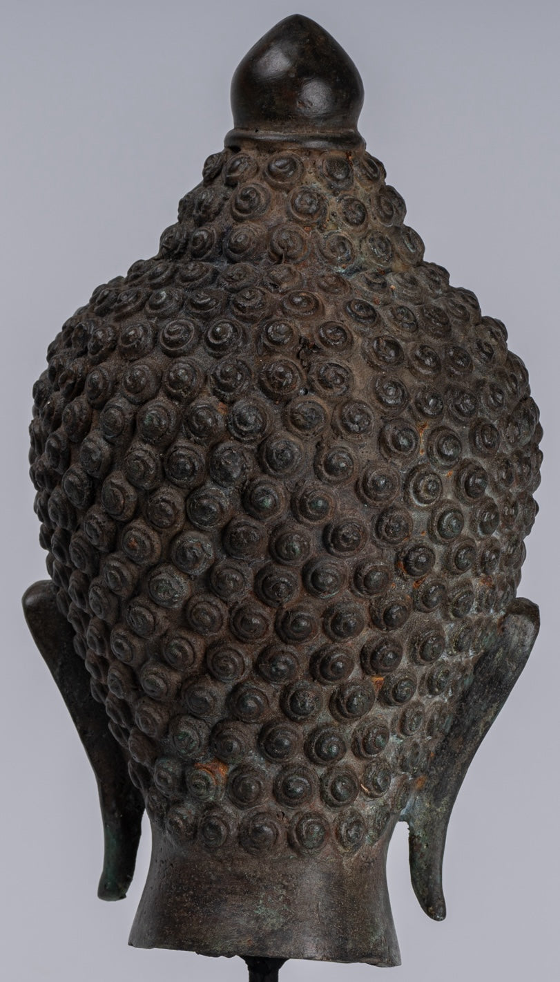 Bouddha Head - Style Thai Thai Chiang Saen Bronze Mouted Bouddha Head - 33 cm / 13 "