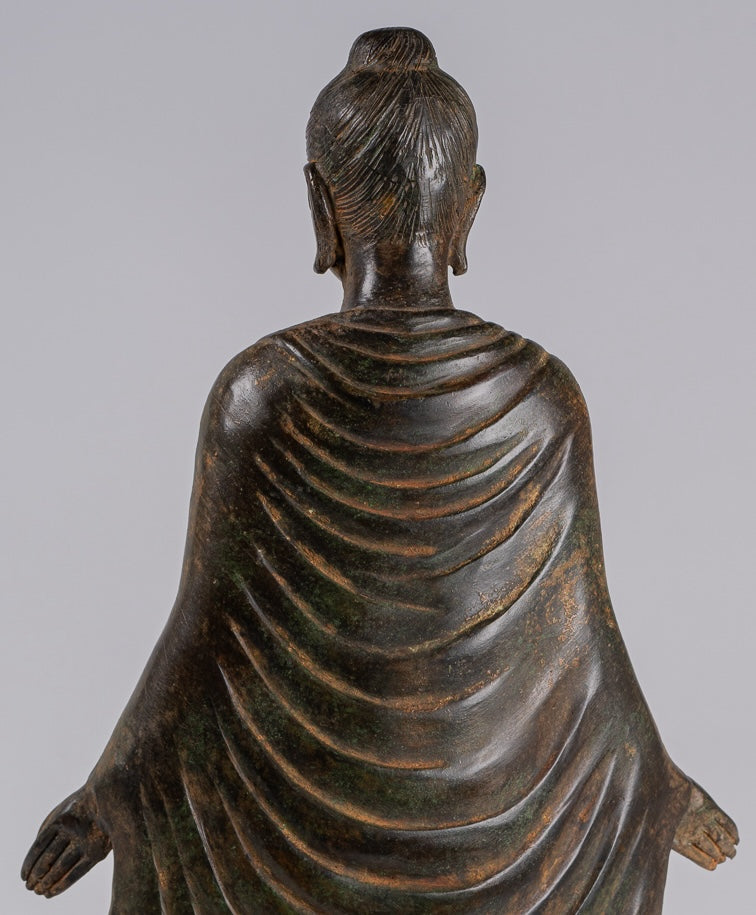 Indian Buddha Statue - Antique Gandhara Style Bronze Standing Buddha Statue - 70cm/28"