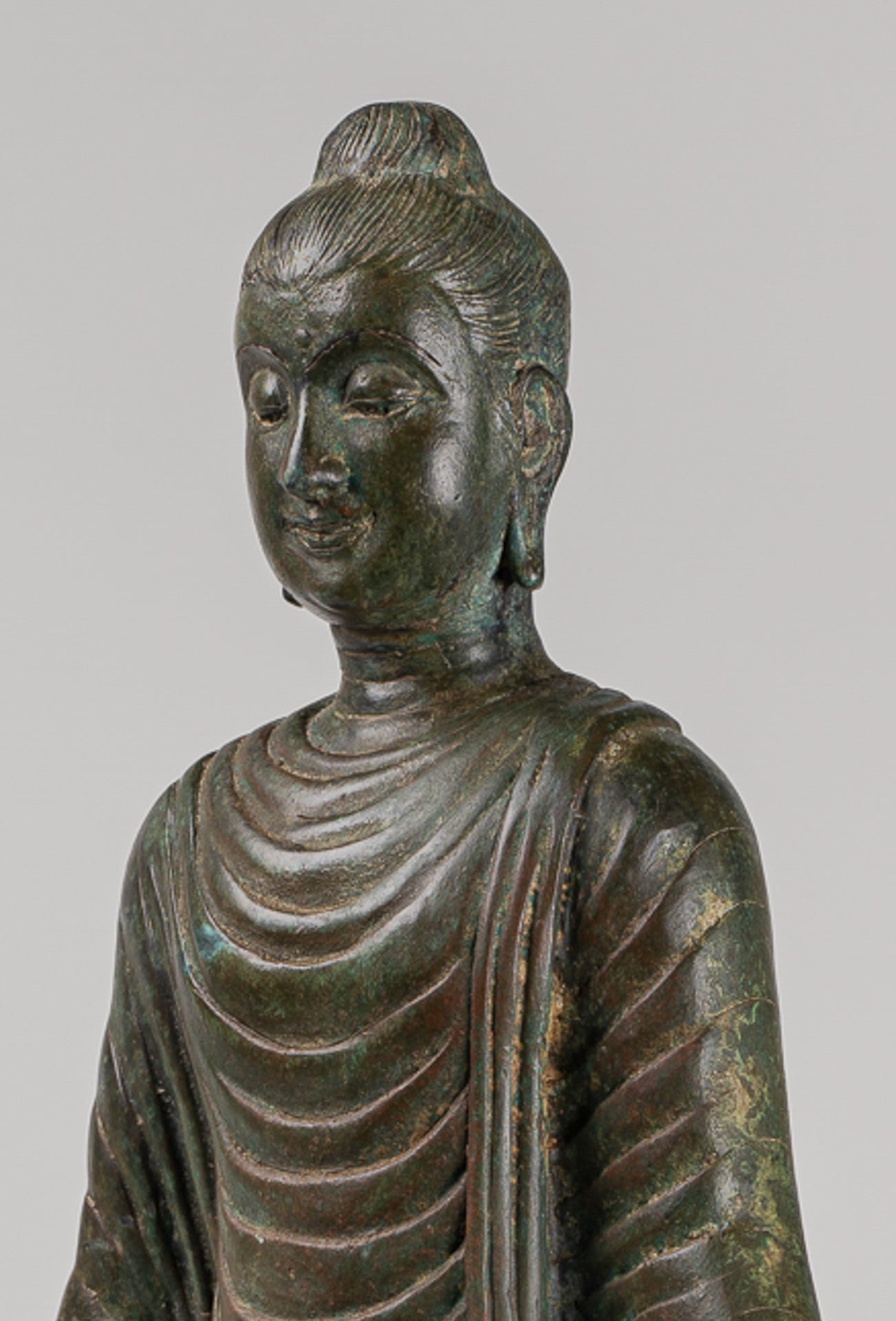 Indian Buddha Statue - Antique Gandhara Style Bronze Standing Buddha Statue - 70cm/28"