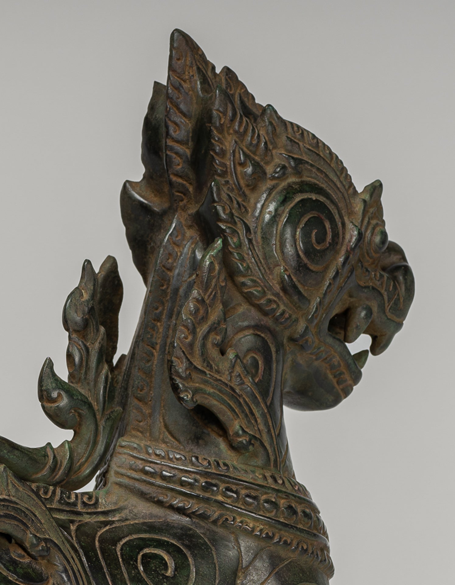 Antique Burmese Style Bronze Standing Chinthe Guardian Temple Lion - 34cm/14"