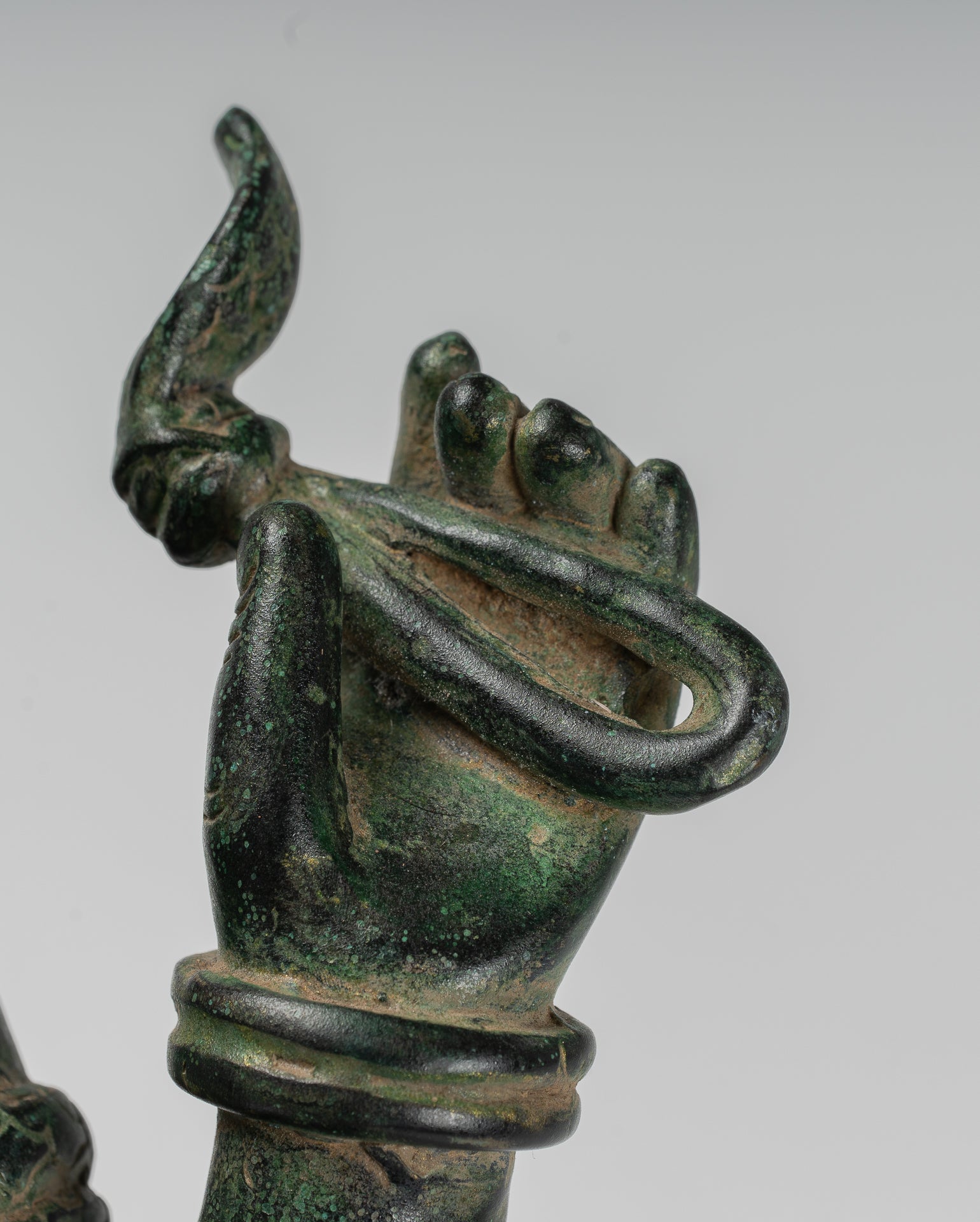 Ganesha Statue - Antique Khmer Style Angkor Wat Bronze Seated Four Arm Ganesh Statue - 40cm/16"