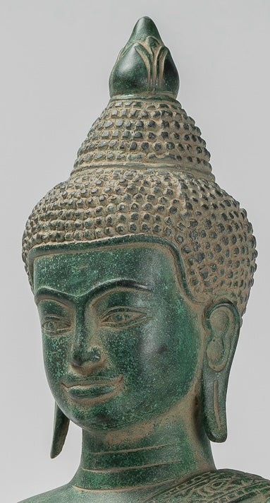 Buddha Statue - Antique Khmer Style Bronze Seated Amitabha Meditation Buddha Statue - 44cm/18"