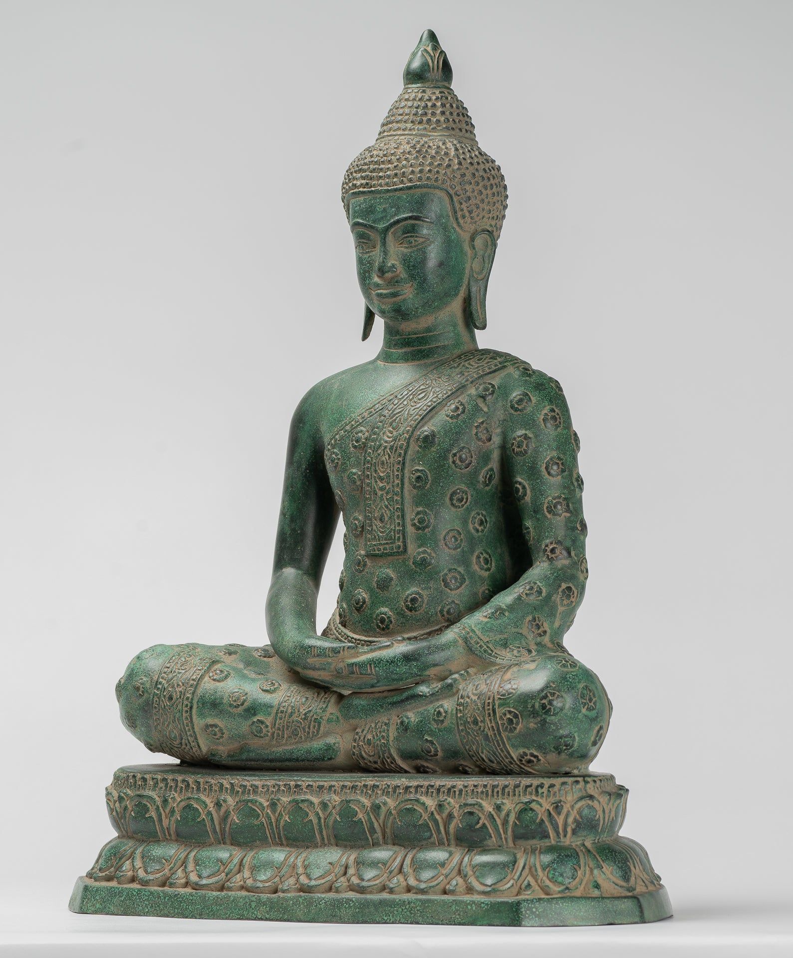 Buddha Statue - Antique Khmer Style Bronze Seated Amitabha Meditation Buddha Statue - 44cm/18"