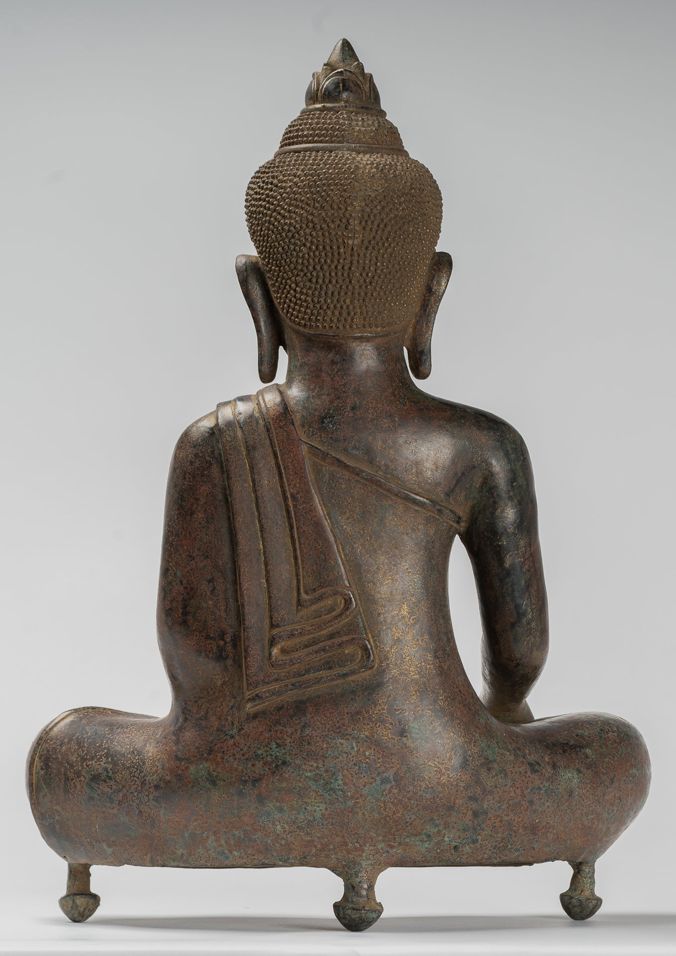 Buddha Statue - Antique Khmer Style Bronze Enlightenment Bayon Buddha Statue - 46cm/18"