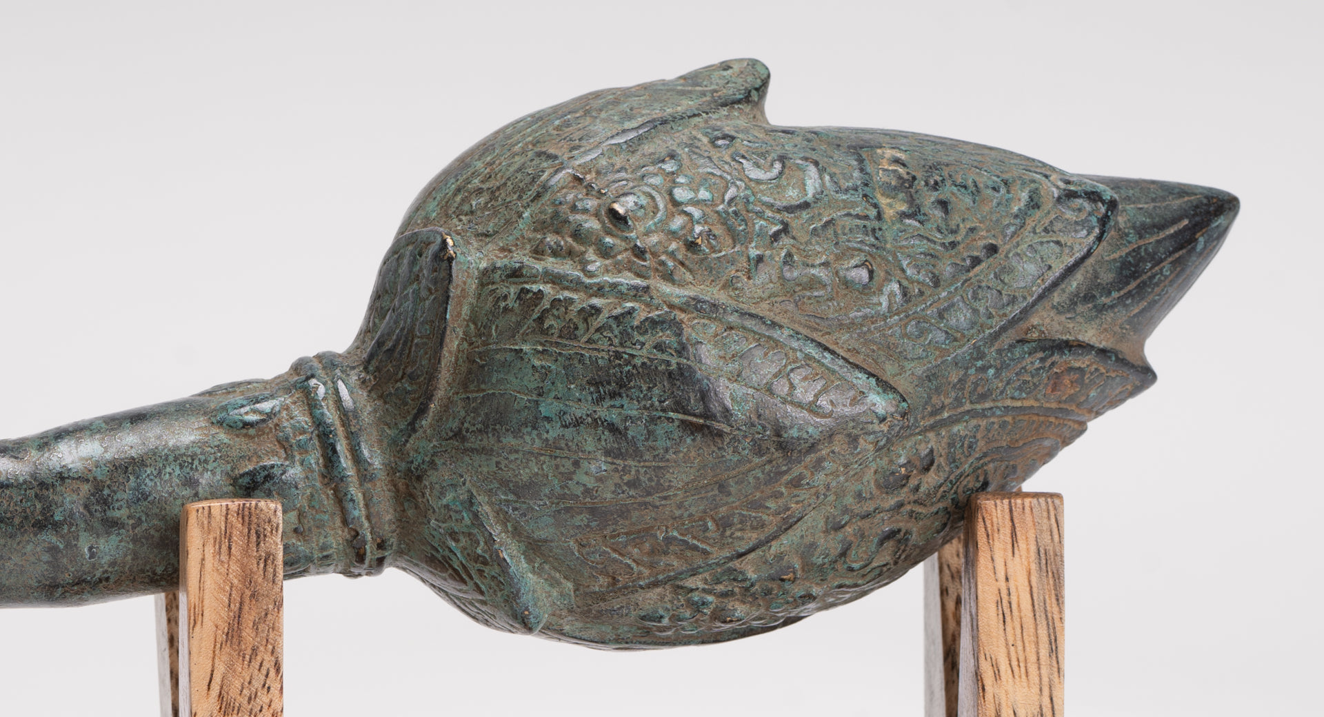 Mounted Antique Thai Style Bronze Lotus Bud - 35cm/14"