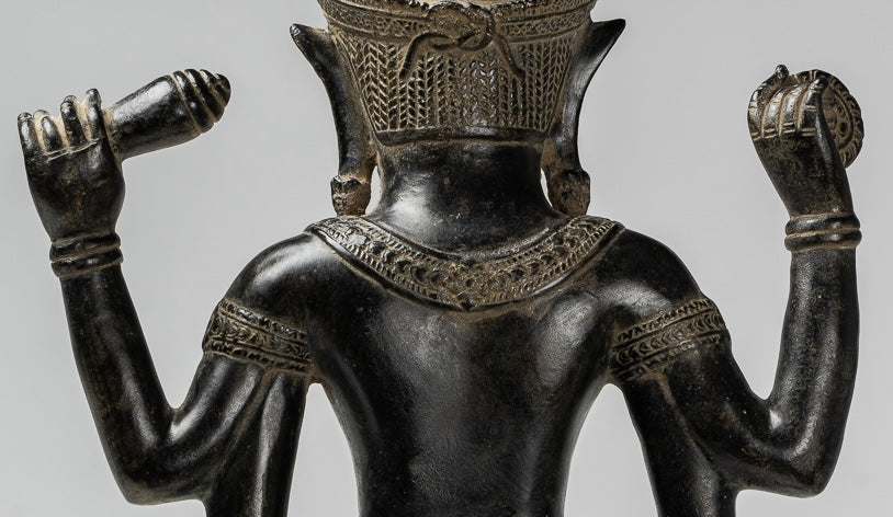 Varaha Statue - Antique Khmer Style Standing Bronze Varaha Boar Avatar of Vishnu - 55cm/22"