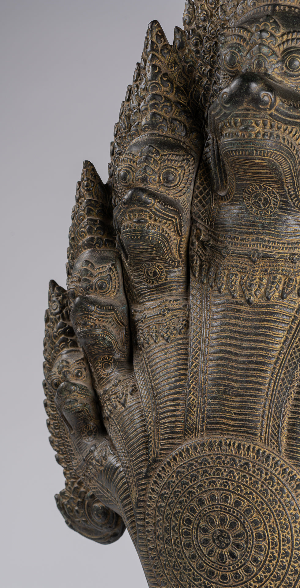 Naga Statue - Antique Khmer Style Bronze Protective Naga, Snake or Serpent Statue - 92cm/37"