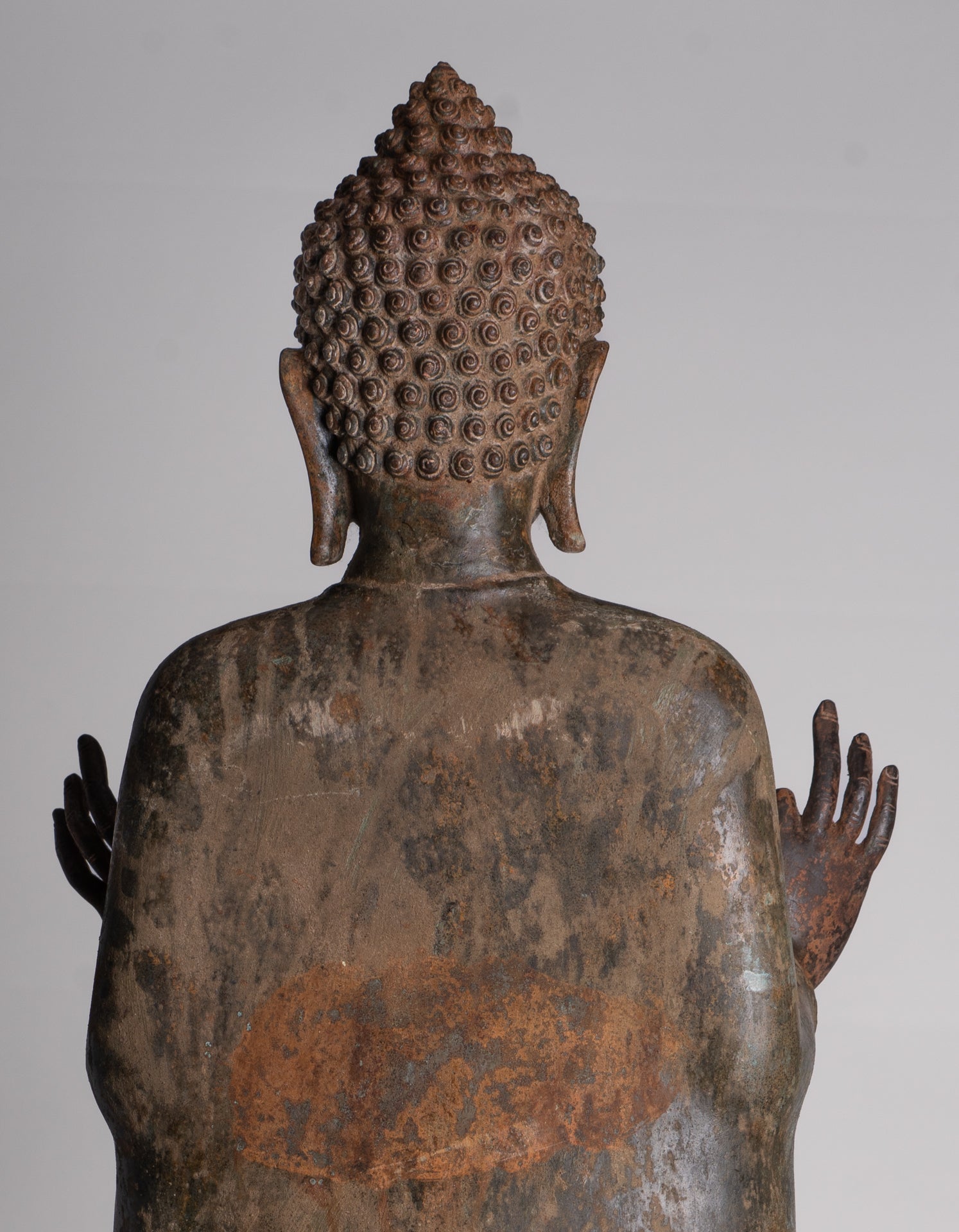 Buddha Statue - Antique Thai Style Standing Bronze Teaching Dvaravati Buddha Statue - 101cm/40" Tall
