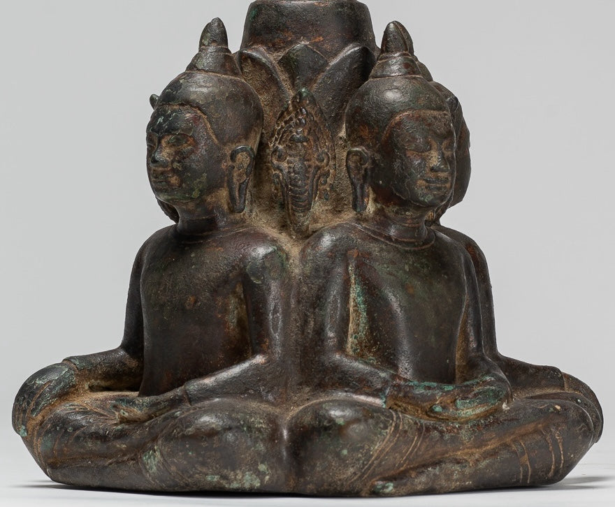 Antique Khmer Style Southeast Asia Bronze Four Way Buddha Statue - 51cm/20"
