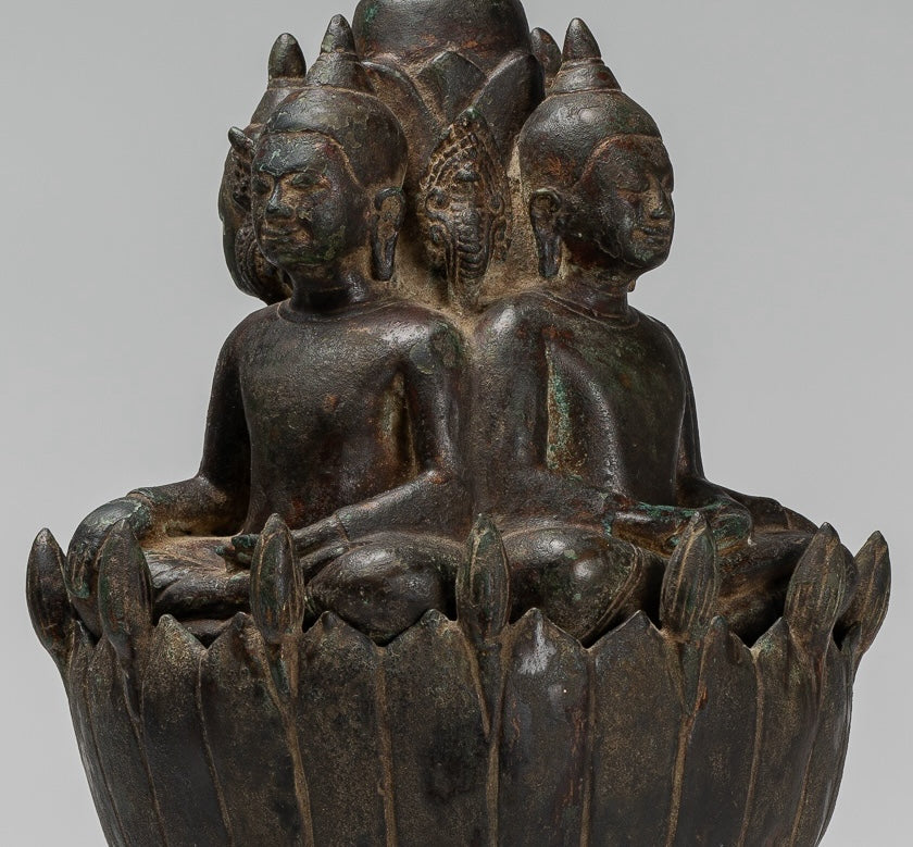 Antique Khmer Style Southeast Asia Bronze Four Way Buddha Statue - 51cm/20"
