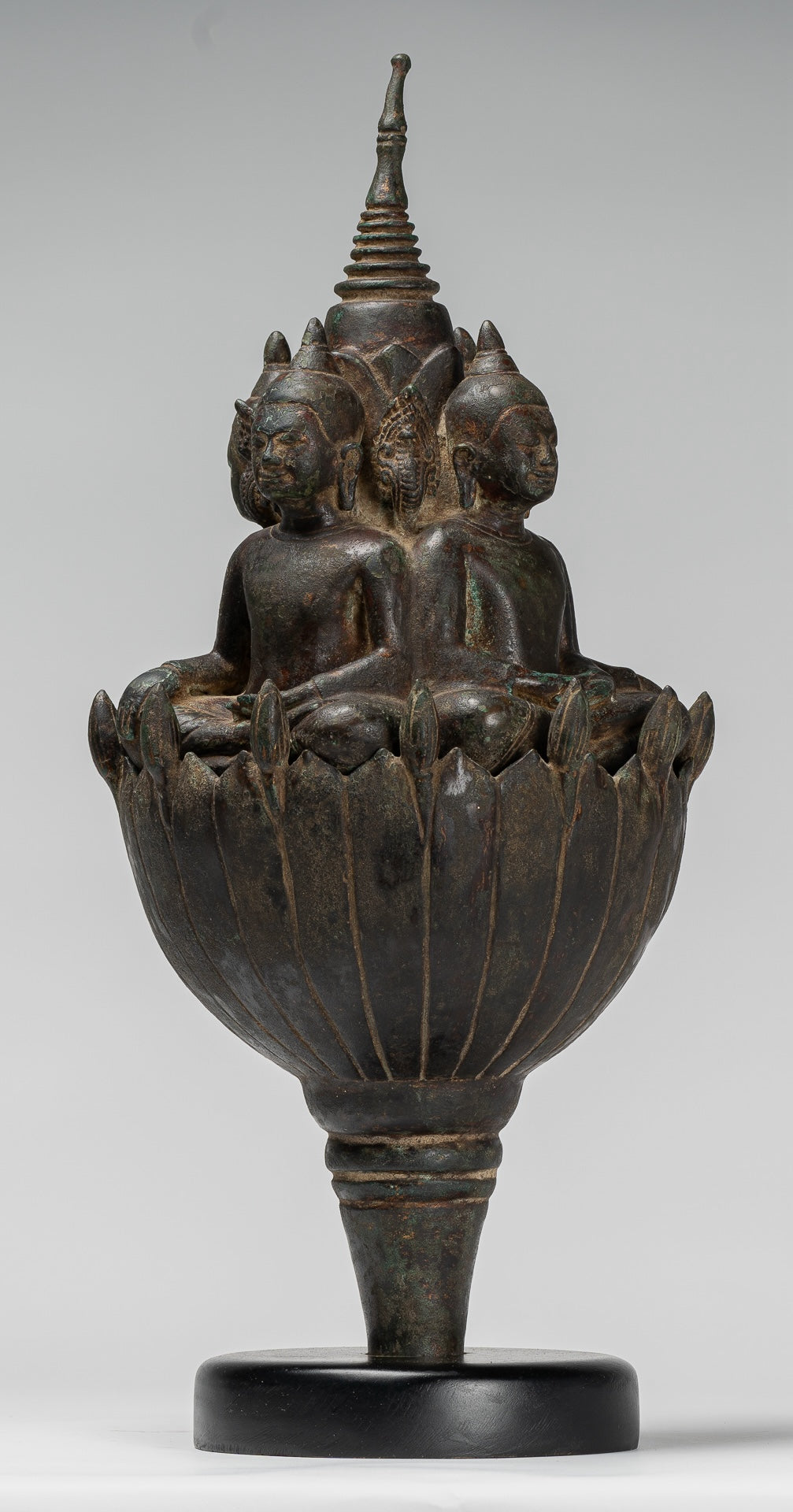 Antique Khmer Style Southeast Asia Bronze Four Way Buddha Statue - 51cm/20"