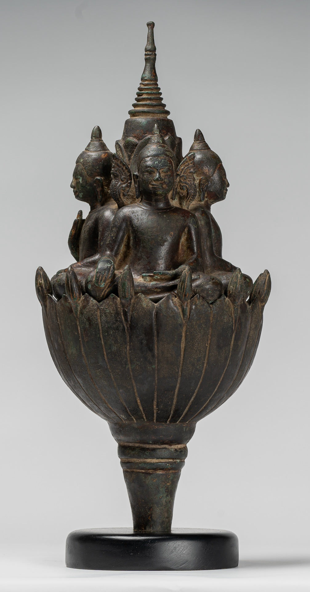 Antique Khmer Style Southeast Asia Bronze Four Way Buddha Statue - 51cm/20"