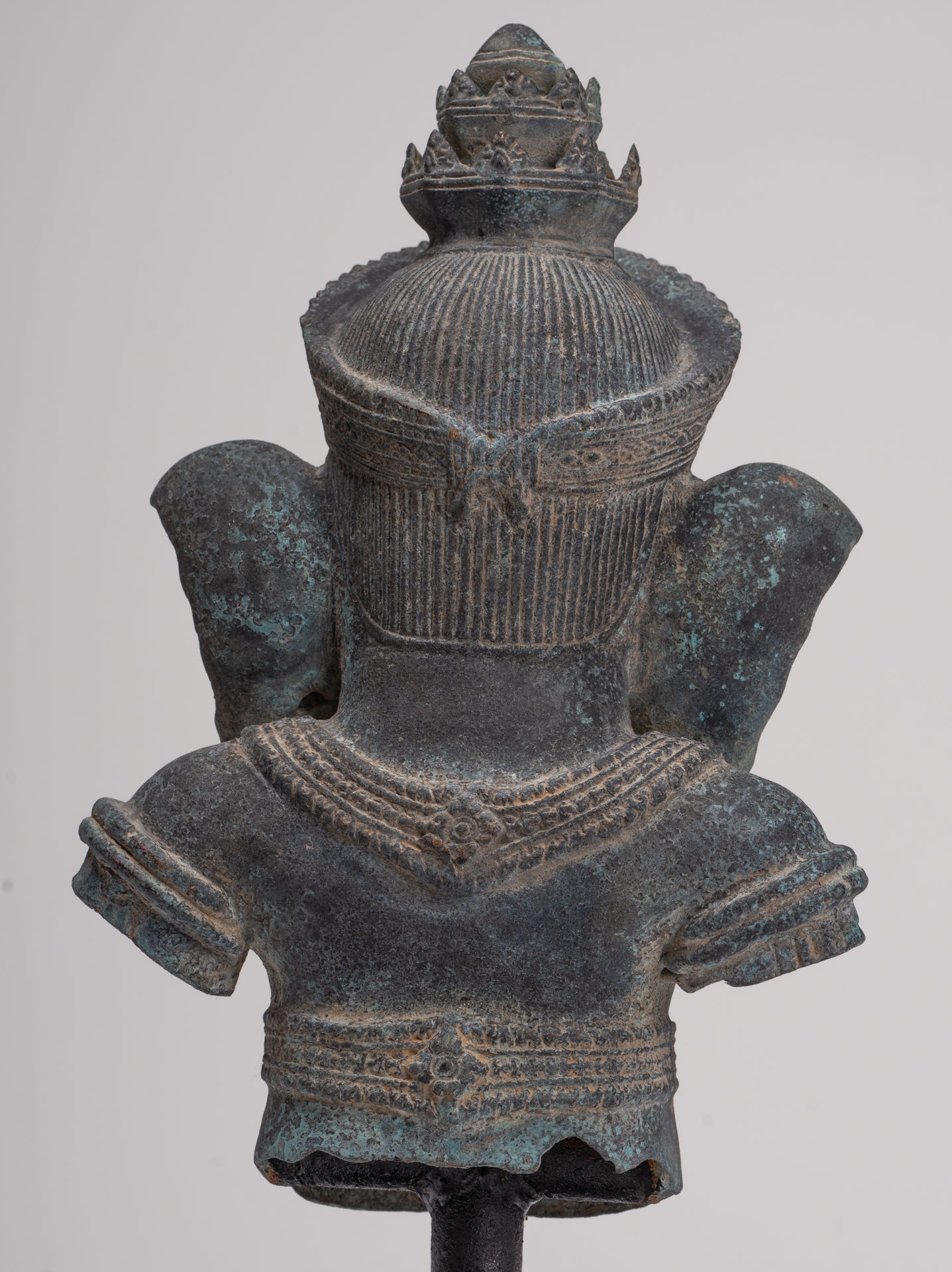 Ganesha Statue - Antique Khmer Style Mounted Bronze Banteay Srei Ganesha Statue - 37cm/15"