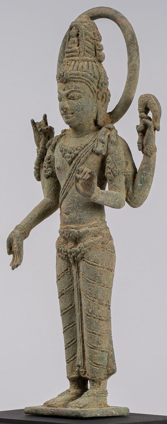 Lokeshvara - Antique Indonesian Style Majapahit Standing Bronze Lokeshvara Statue - 39cm/16"
