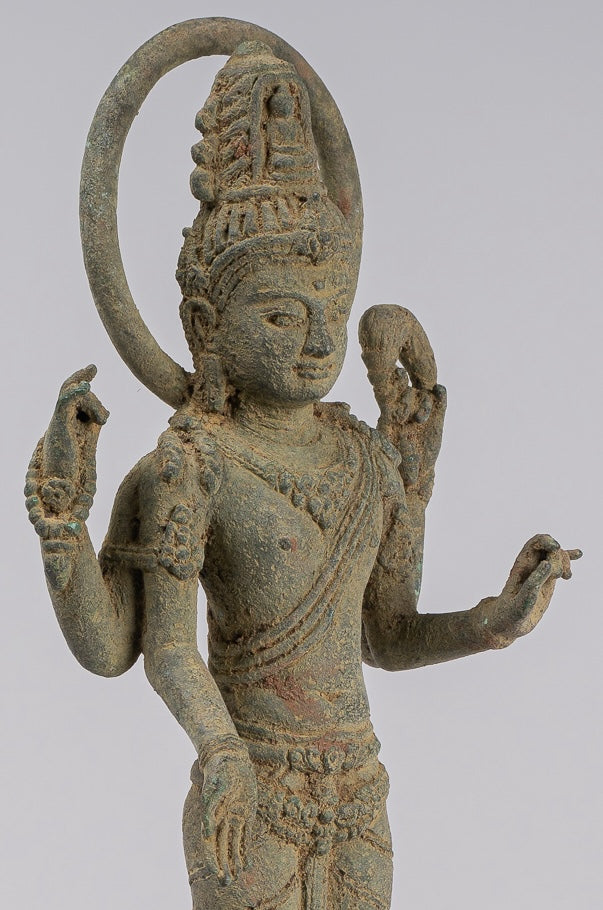 Lokeshvara - Antique Indonesian Style Majapahit Standing Bronze Lokeshvara Statue - 39cm/16"