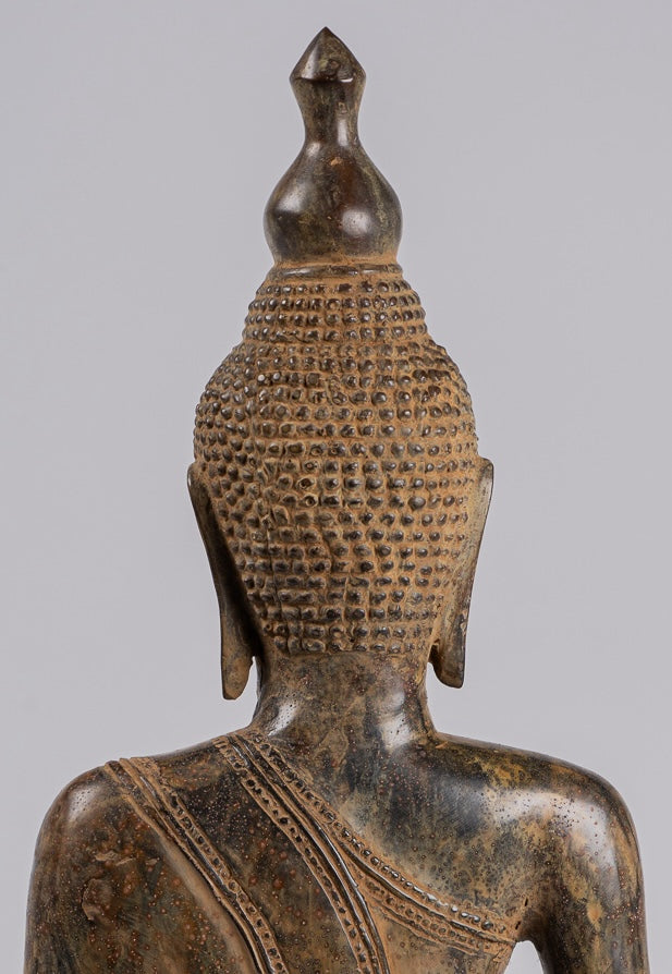 Buddha Statue - Antique Indonesian Style Seated Bronze Javanese Enlightenment Buddha - 52cm/21"