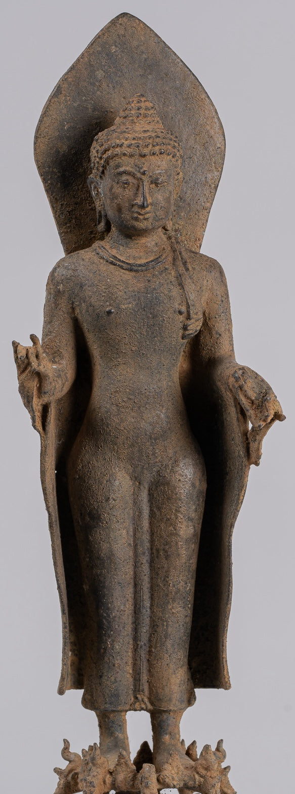 Buddha Statue - Antique Indonesian Style Bronze Javanese Teaching Buddha - 45cm/18"