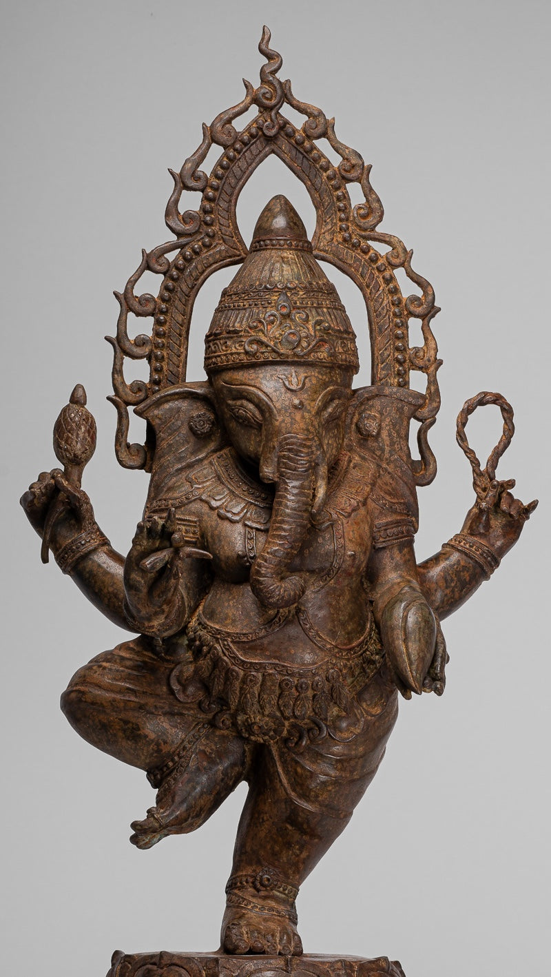 Large Ganesha Statue - Antique Thai Style Bronze Dancing Ganesh Statue - 85cm/34"