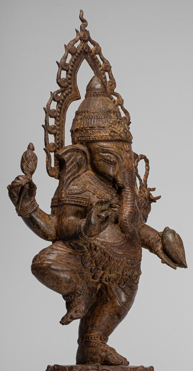 Large Ganesha Statue - Antique Thai Style Bronze Dancing Ganesh Statue - 85cm/34"
