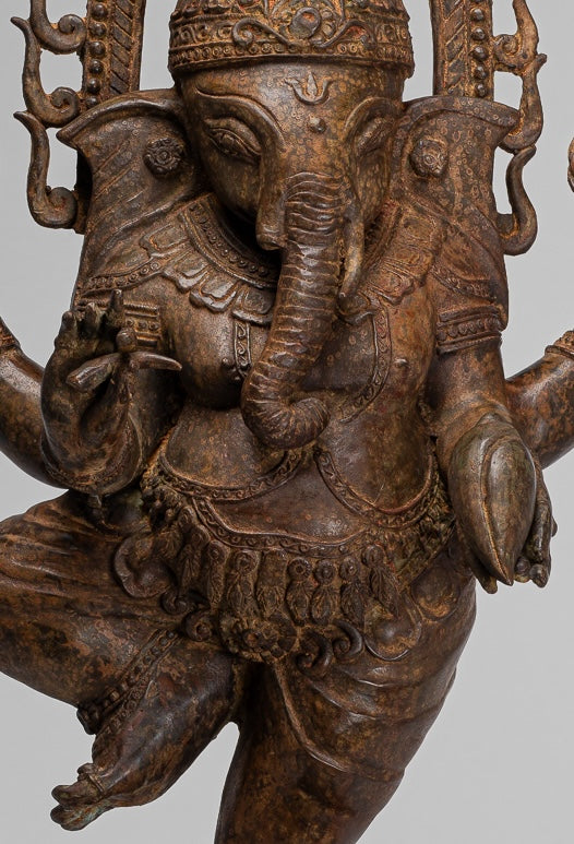 Large Ganesha Statue - Antique Thai Style Bronze Dancing Ganesh Statue - 85cm/34"