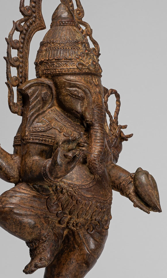 Large Ganesha Statue - Antique Thai Style Bronze Dancing Ganesh Statue - 85cm/34"