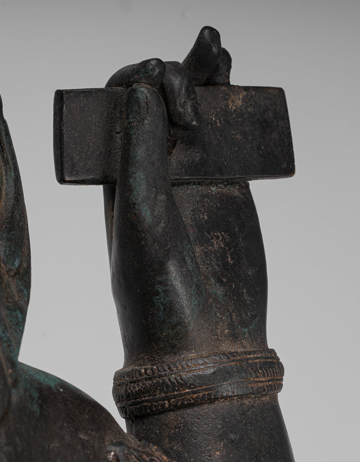 Ganesha Statue - Antique Thai Style Bronze Seated 4-Arm Ganesha Statue - 85cm/34"