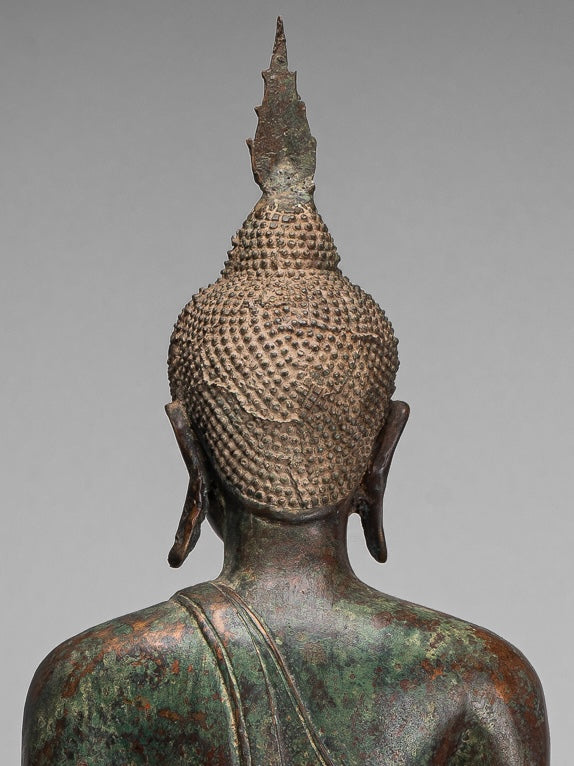 Buddha Statue - Antique U Thong Style Bronze Enlightenment Buddha Statue - 88cm/35"