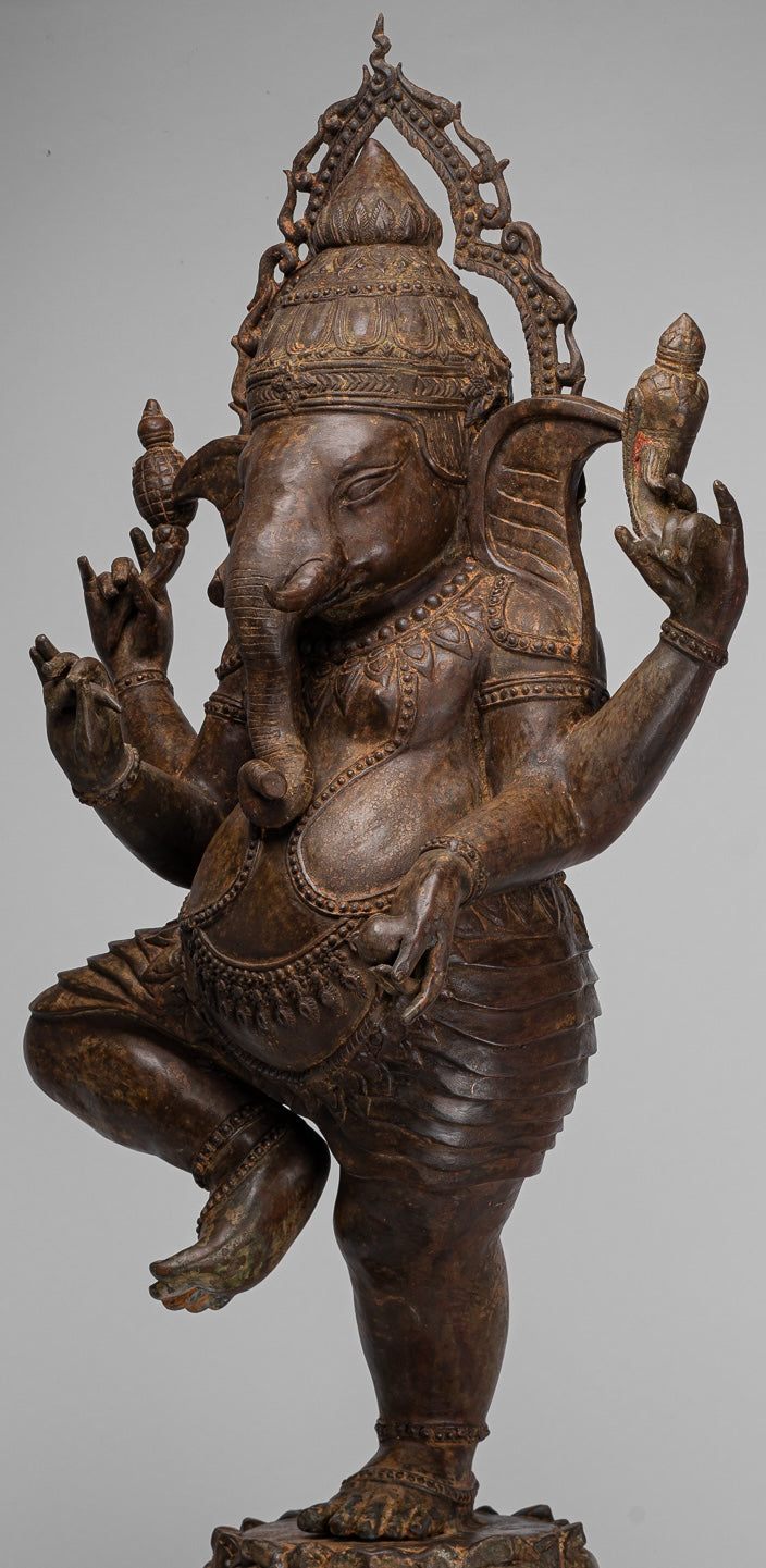 Large Ganesha Statue - Antique Thai Style Bronze Dancing Ganesh Statue - 105cm/42"