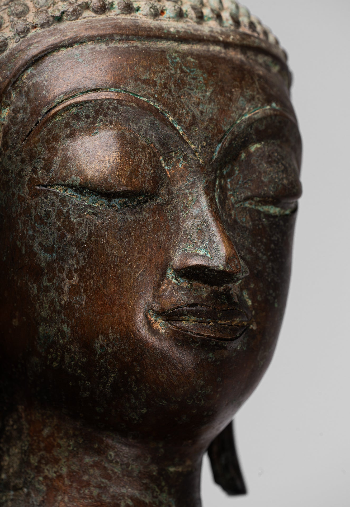 Large Buddha Statue - Antique Thai Style Chiang Rung Seated Enlightenment Buddha Statue - 101cm/40"