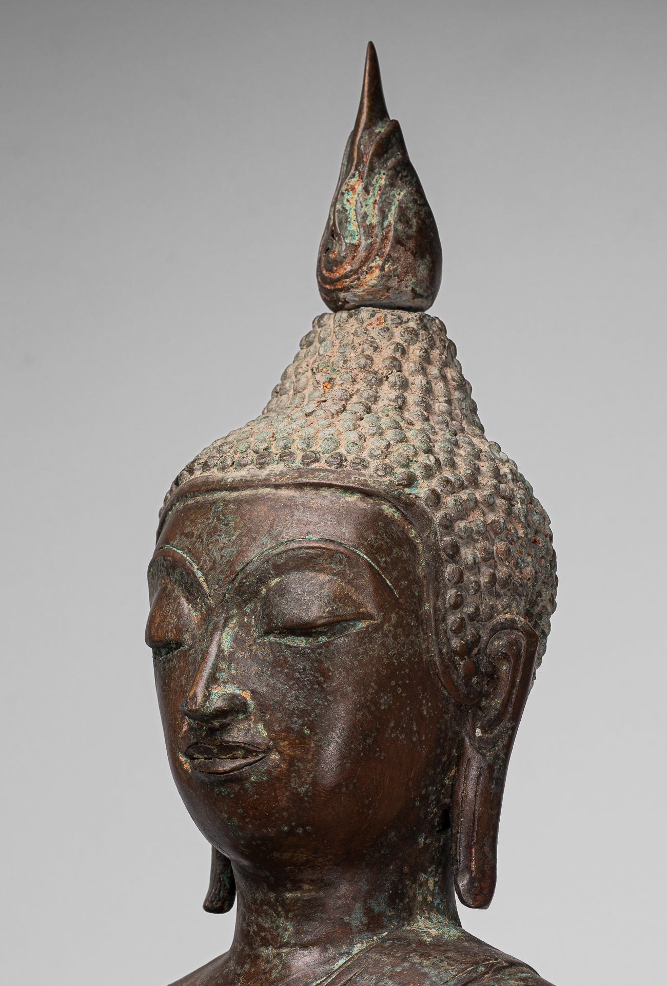 Large Buddha Statue - Antique Thai Style Chiang Rung Seated Enlightenment Buddha Statue - 101cm/40"